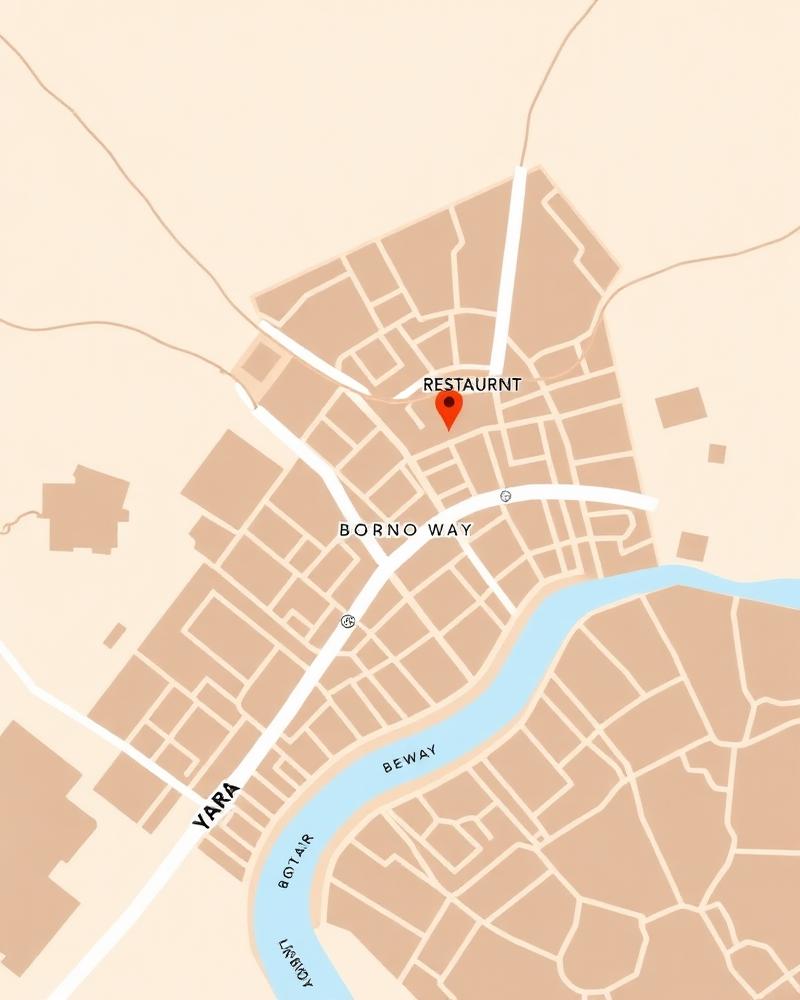 Map of Yaba Lagos showing Omoroy Cuisine location on Borno Way